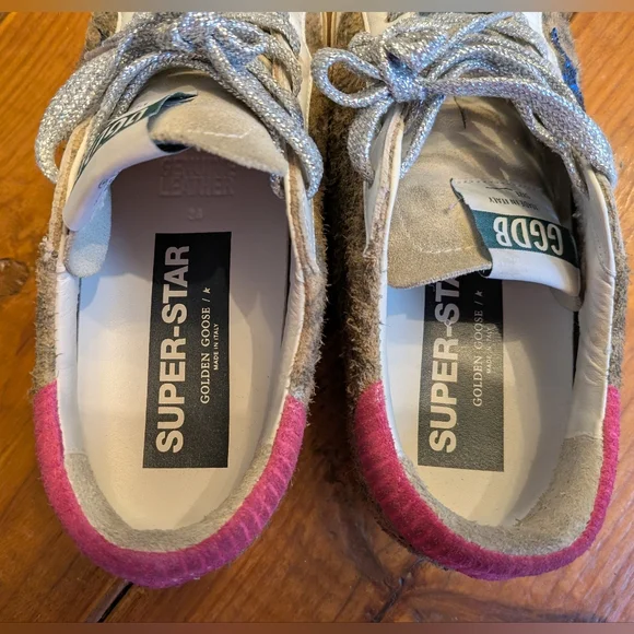 Golden Goose Sneakers with Glittery Blue Star and Pink Heel - Picture 4 of 7